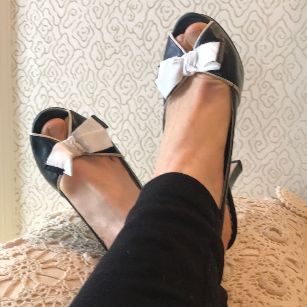 White ribbon heels